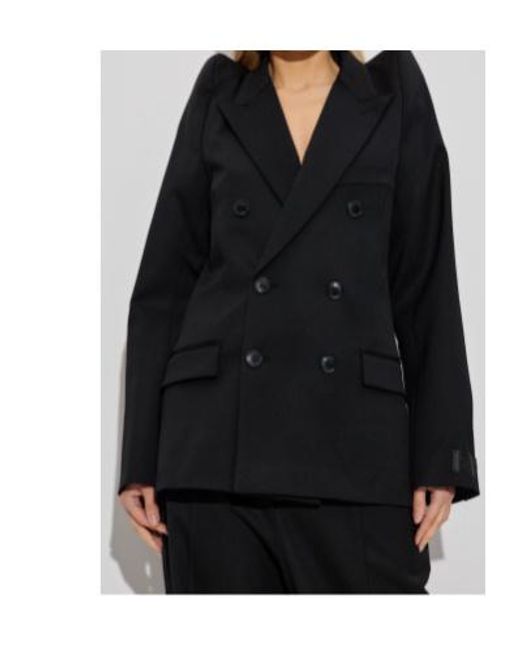 Vetements Black Padded-Shoulder Double-Breasted Jacket for men