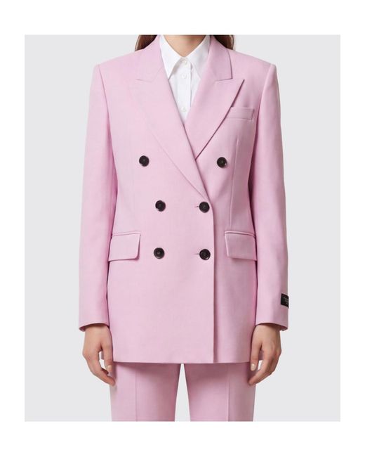 MSGM Pink Double-Breasted Tailored Blazer