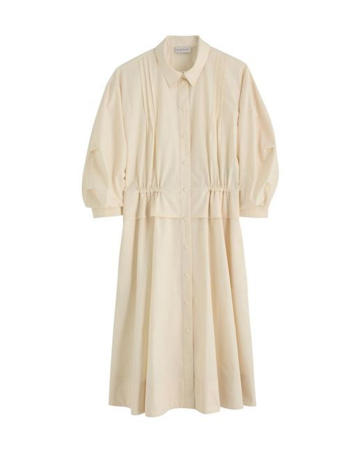 Moncler Natural Cotton-Poplin Midi Shirt Dress