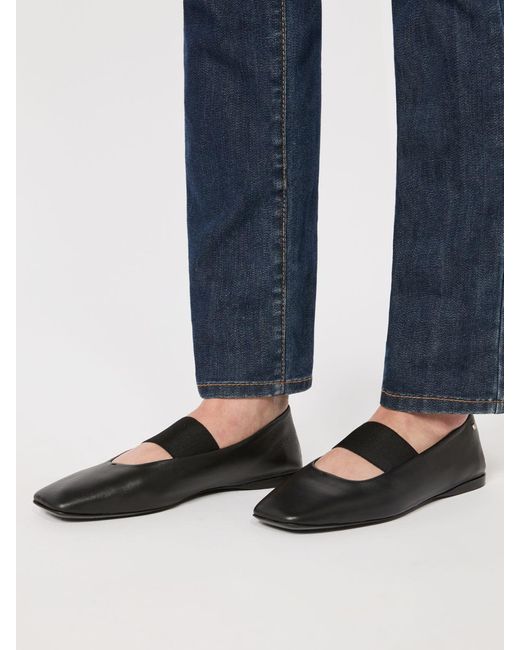 Max Mara Black Square-Toed Ballet Shoes