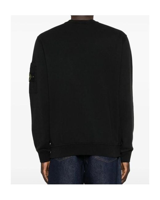 Stone Island Black Logo Patch Cotton Sweatshirt for men