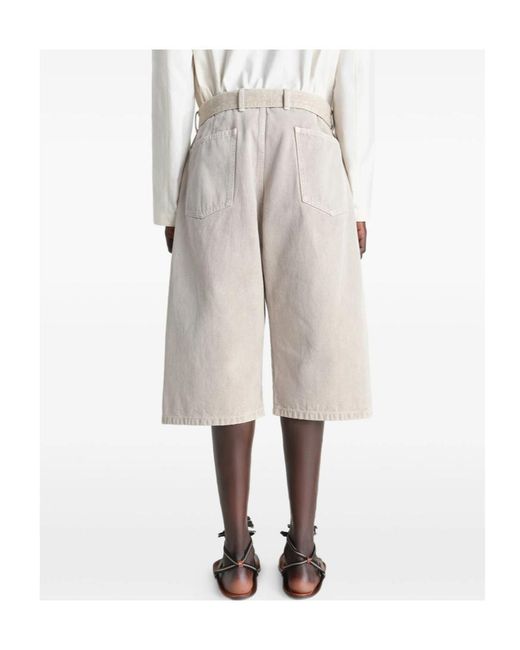 Lemaire White Denim Shorts With Belt Loops for men