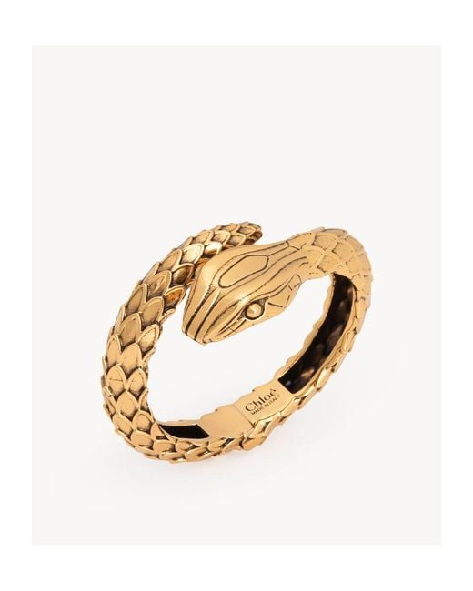 Chloé Metallic Chloé Logo Engraved Bracelet