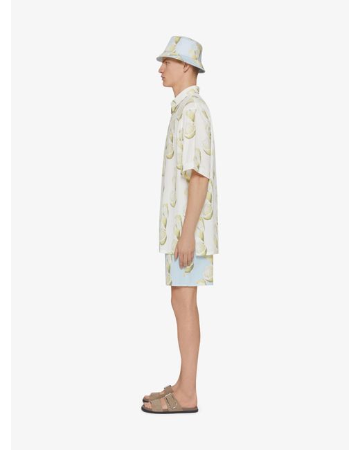 Givenchy White Lemon Print Short-Sleeved Shirt for men