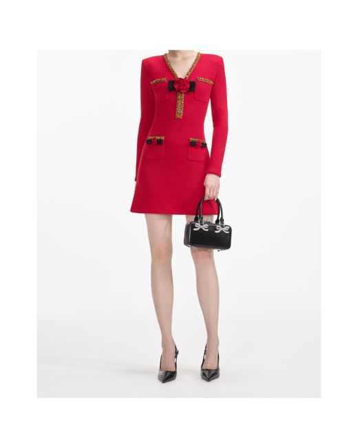 Self-Portrait Textured-Knit Mini Dress