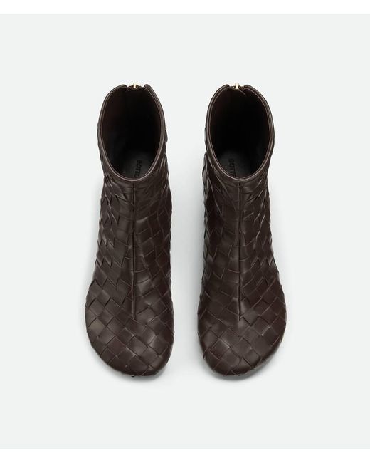 Bottega Veneta Brown Intrecciato Atomic Ankle Boots