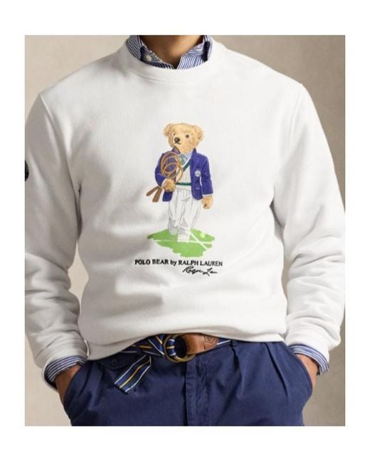 Polo Ralph Lauren White Polo Bear Graphic Sweatshirt for men
