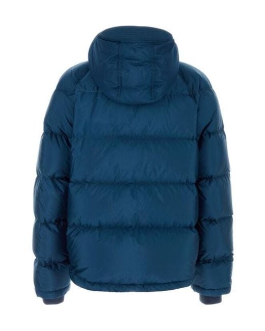 Prada Blue Logo Plaque Padded Jacket for men