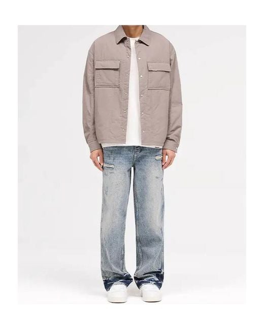 Represent Gray Quilted Overshirt for men