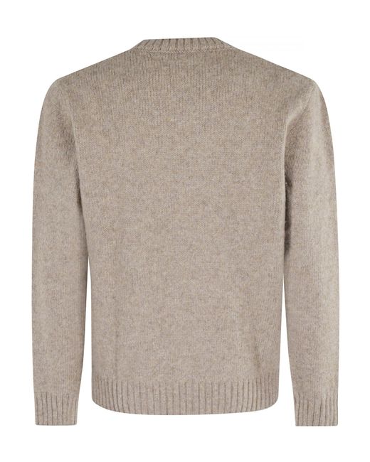 Eleventy Brown Ribbed-Knit Crewneck Jumper for men