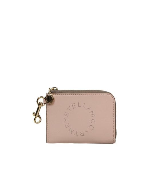 Stella McCartney Pink Logo Perforated Zipped Wallet
