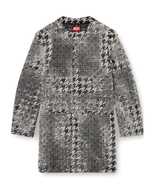 DIESEL Gray Prince Of Wales Jacquard Denim Coat for men