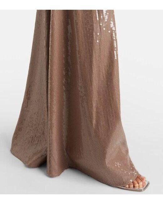 Alex Perry Brown Sequined Strapless Gown