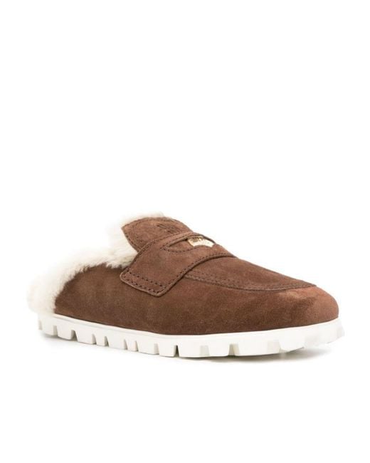 Miu Miu Brown Logo-Detailed Slippers