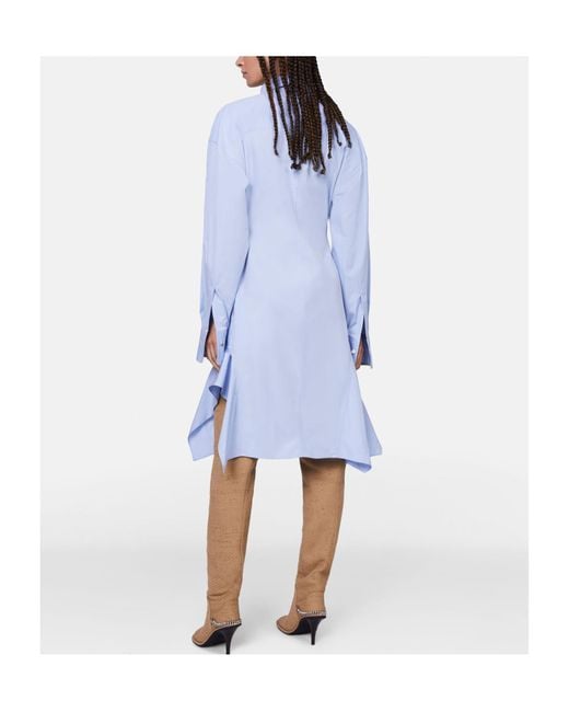 Stella McCartney Blue Collared Long-Sleeve Shirt Dress