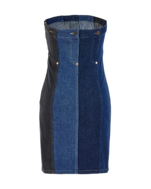 Moschino Blue Jeans Off-Shoulder Layered Denim Dress