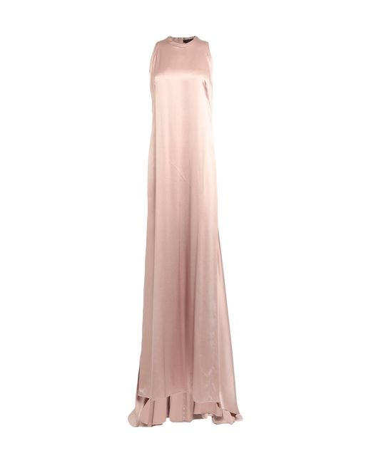 Max Mara Pink Solid-Color Satin Sleeveless Long Dress