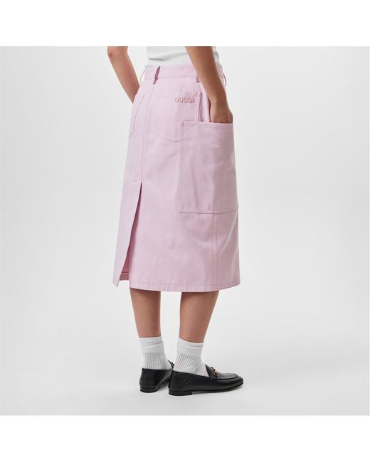 Gucci Pink Canvas Midi Skirt