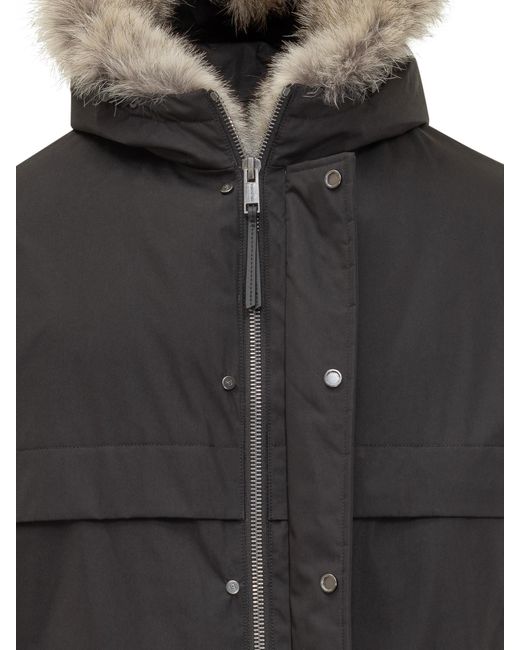 Yves Salomon Black Parka With Fur Hood for men