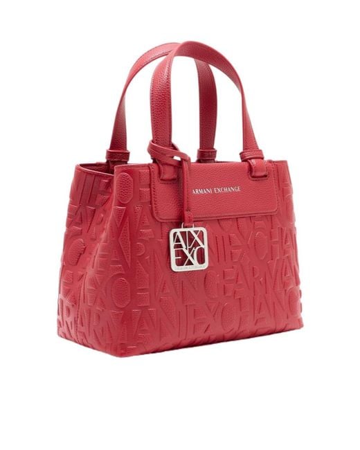 ARMANI EXCHANGE Red Tote Shopping Bag With Coated Belts
