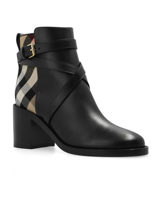 Burberry Black House Check Round-Toe Boots