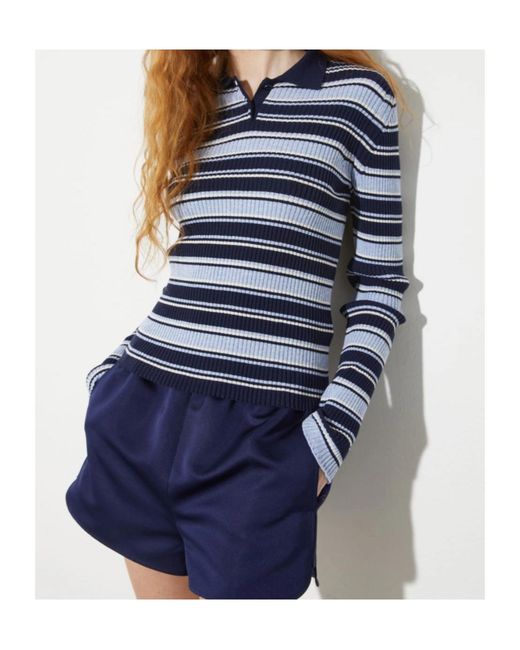 MAX&Co. Blue Striped Turtleneck Sweater