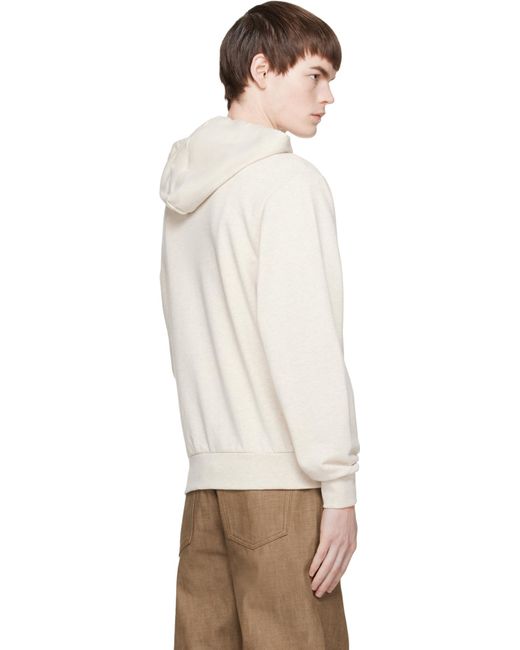 A.P.C. White Logo Printed Drawstring Hoodie for men