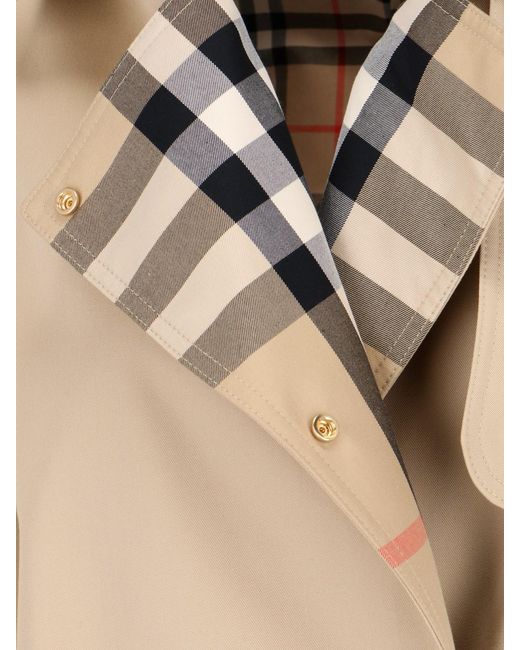 Burberry Natural Belted Double-Breasted Checked Trench Coat