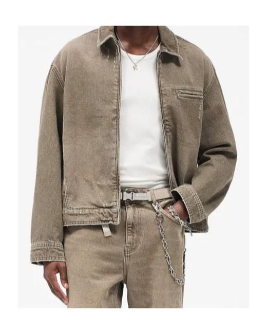 Represent Green Zipped Denim Jacket for men