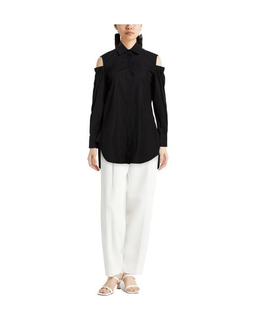 Max Mara Black Long Solid-Color Shirt