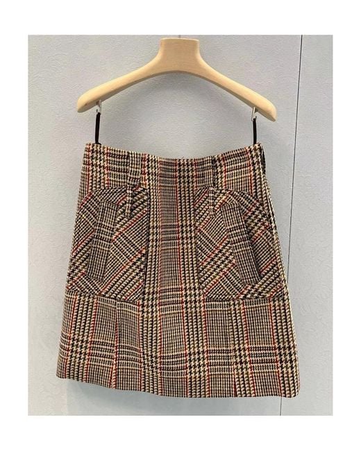 Miu Miu Natural Plaid Skirt