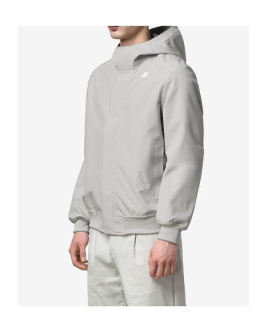 K-Way Gray Zip-Up Hooded Jacket for men