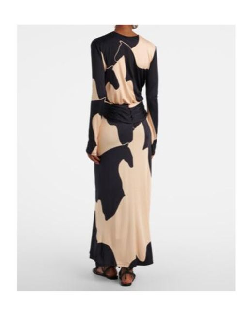 Johanna Ortiz Natural Knotted Printed Maxi Dress