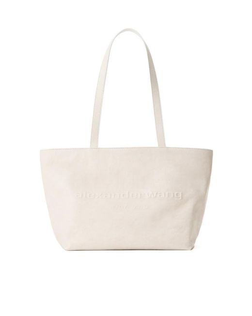 Alexander Wang White Logo-Embossed Medium Tote Bag