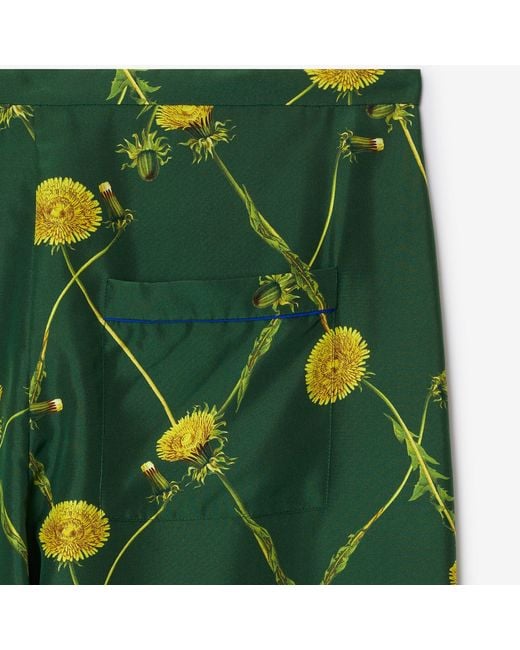 Burberry Green Floral Printed Wide-Leg Pants