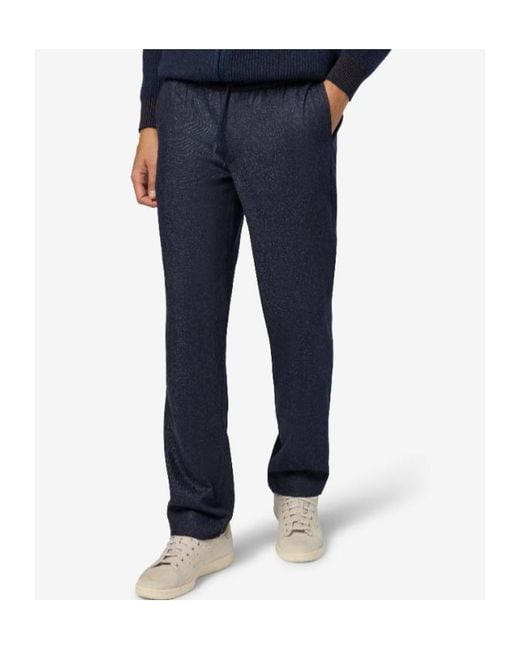 Sease Blue Drawstring Elasticated-Waistband Trousers for men