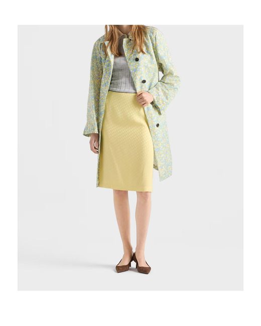 Prada Yellow Polka-Dot Satin Skirt