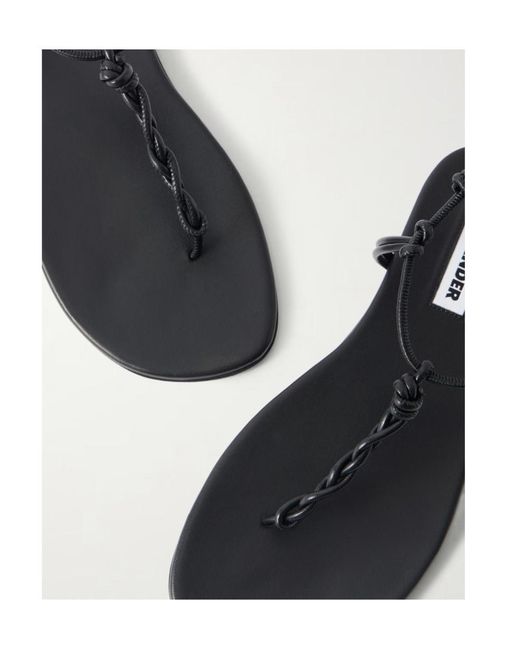 Jil Sander Black Braided Leather Sandals