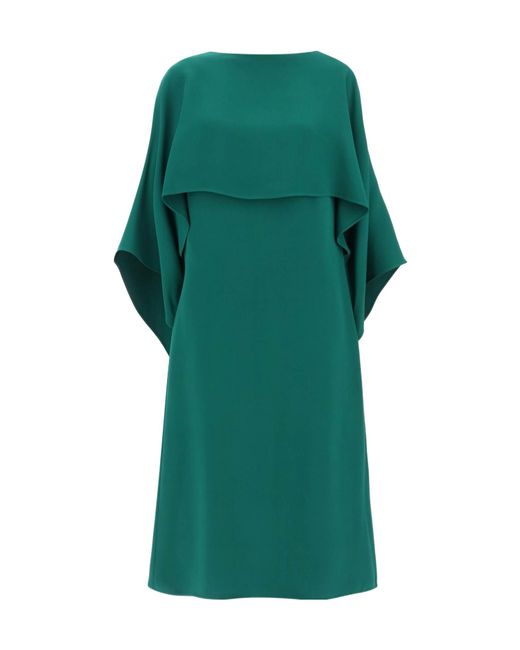 Valentino Green Ruffled Cape Dress