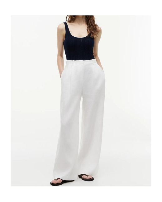 Tommy Hilfiger White Linen Blend Tailored Wide Leg Trousers
