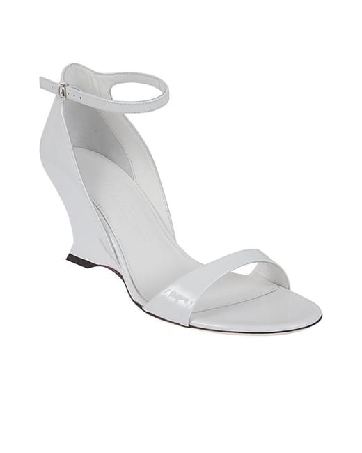 Ferragamo White Open-Toed Wedge Sandals