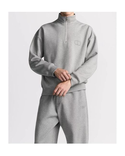 Dior Gray Homme High Neck Zip Detailed Sweatshirt for men