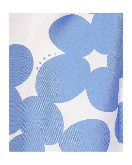 Marni Blue Floral-Printed Short-Sleeved Shirt