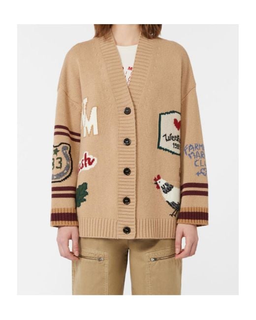 Weekend by Maxmara Natural Embroidered Stripe Cardigan