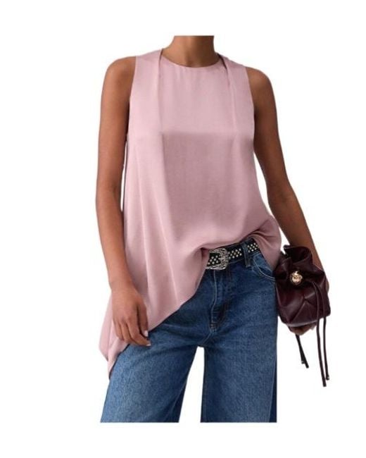 Liu Jo Natural Satin Top With Bow