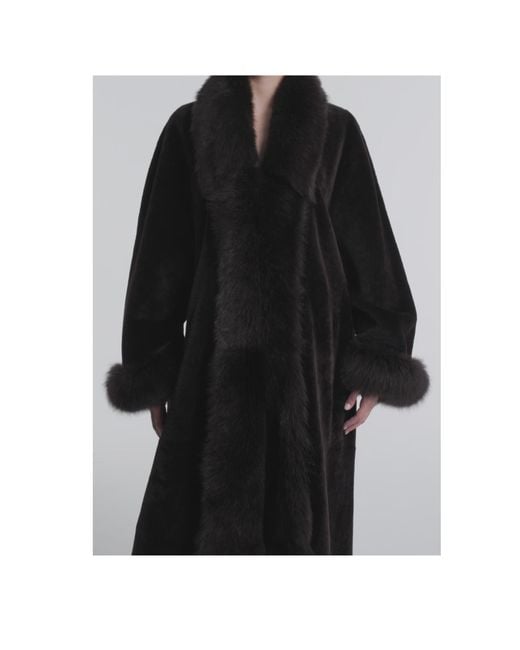 Nour Hammour Black Sima Grand Shearling Coat