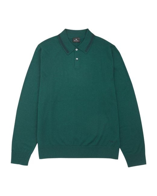 Paul Smith Green Long-Sleeve Polo Shirt for men