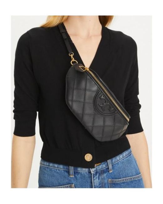 Tory Burch Black Fleming Logo Embossed Belt Bag