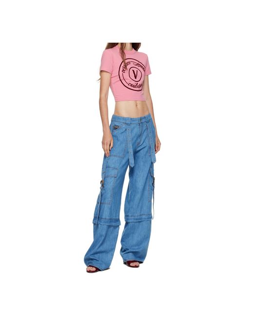 Versace Jeans Blue Circular-Logo T-Shirt