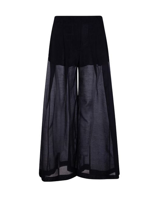 Semicouture Blue Sheer-Panel Palazzo Pants